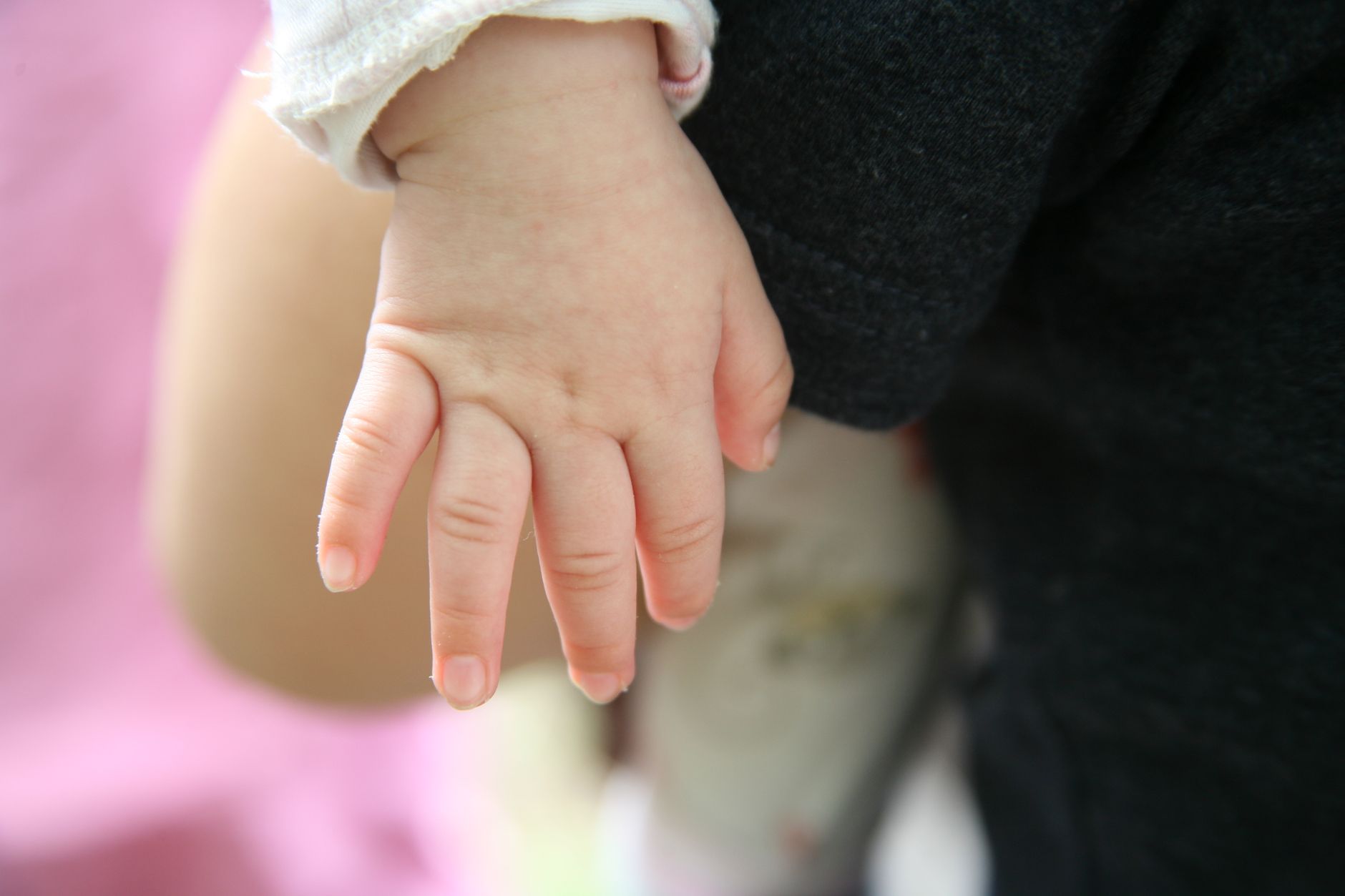 Ilustrasi: Detailed close-up of a baby's hand in soft natural light, showcasing delicate skin texture.